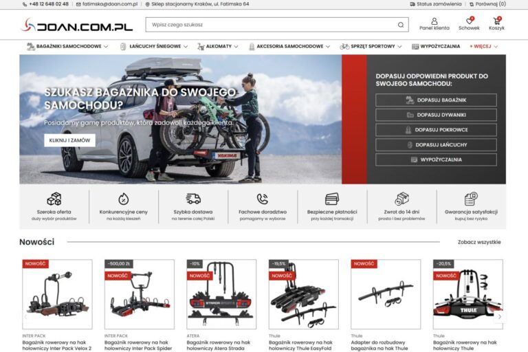 Sklep internetowy z bagażnikami doan.com.pl ma nowy layout